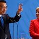 German chancellor Angela Merkel and Chinese premier Li Keqiang hold a news conference in Berlin on July 9, 2018.